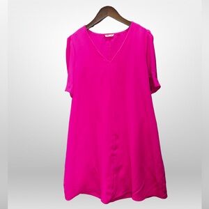 JODIFL Hot Pink V-neck Dress
